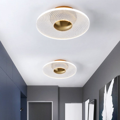 Plafonnier LED Moderne Rond, Acrylique Doré, 10W