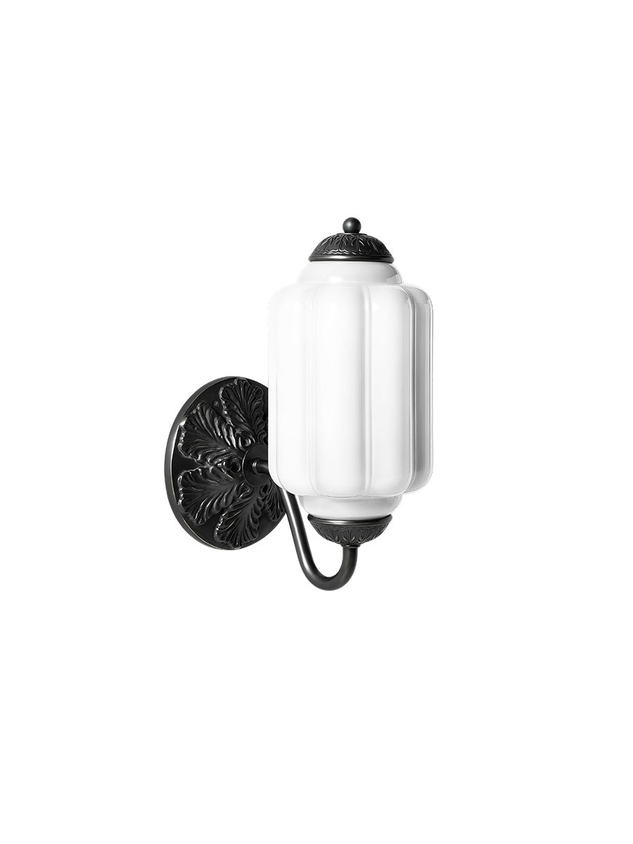 Applique Murale Vintage Verre Opalin Laiton Forgé