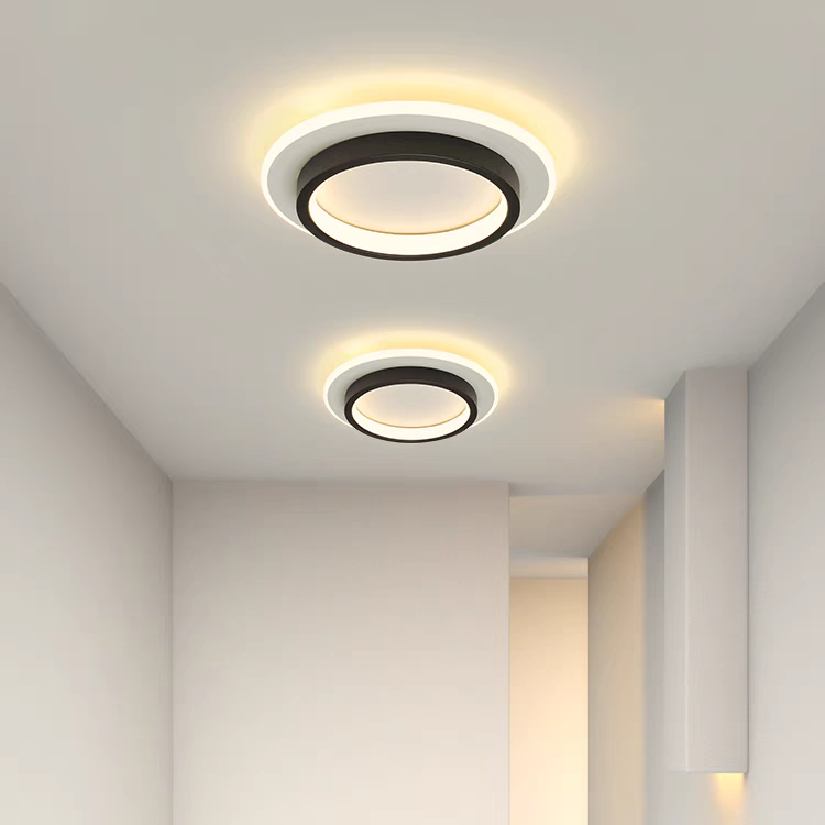 Plafonniers LED Ronds | Métal et Acrylique pour Couloir