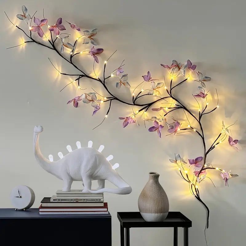 WarmGlow – Guirlande LED Flexible en Branches de Saule avec Papillons Décoratifs