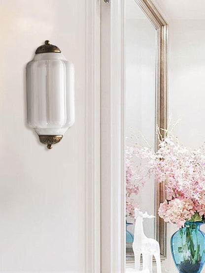 Applique Murale Vintage Verre Opalin Laiton Déco