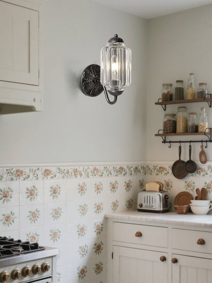 Applique Murale Vintage Verre Opalin Laiton Forgé