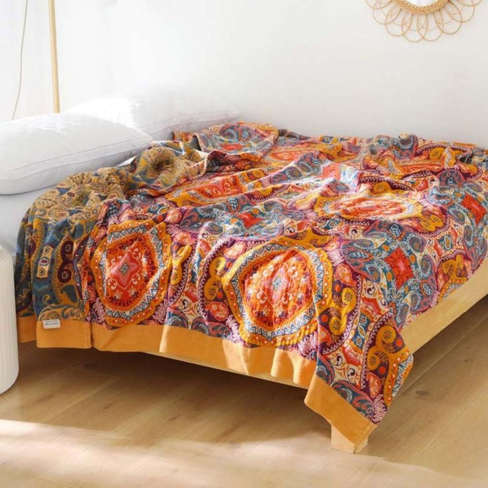 Plaid Réversible Boho, Couverture Fraîche Été