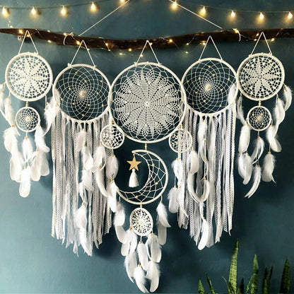 Ensemble de Capteurs de Rêves Bohèmes – Ambiance Céleste et Déco Artisanale