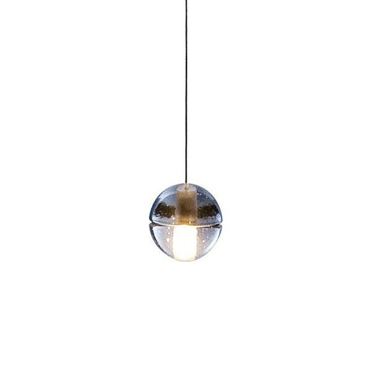Suspension Sphère Soufflée à la Main – Luminaire en Verre Cristal avec Éclairage LED Chaleureux