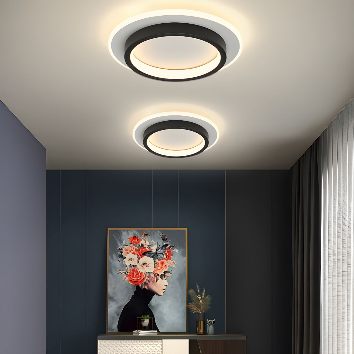 Plafonniers LED Ronds | Métal et Acrylique pour Couloir