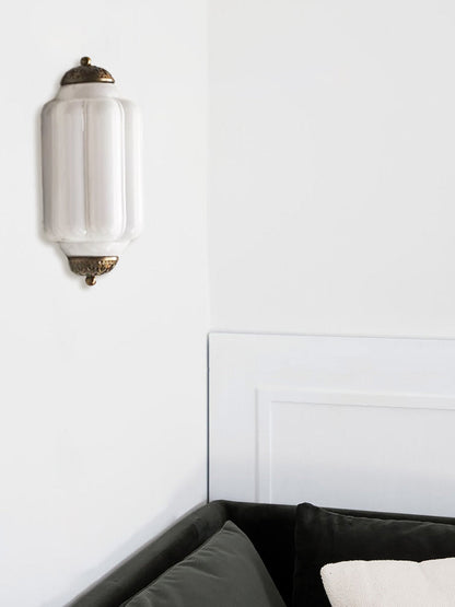 Applique Murale Vintage Verre Opalin Laiton Déco