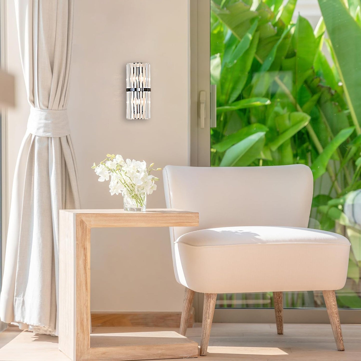 Applique Murale Luxe LED Inox et Cristal, 3000K