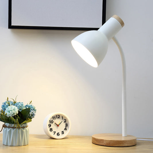Lampe de Bureau Métal Moderne – Base Bois
