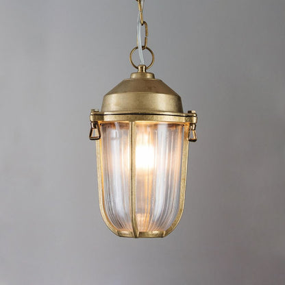 Suspension Nautique Laiton ou Nickel, Verre Strié, IP54
