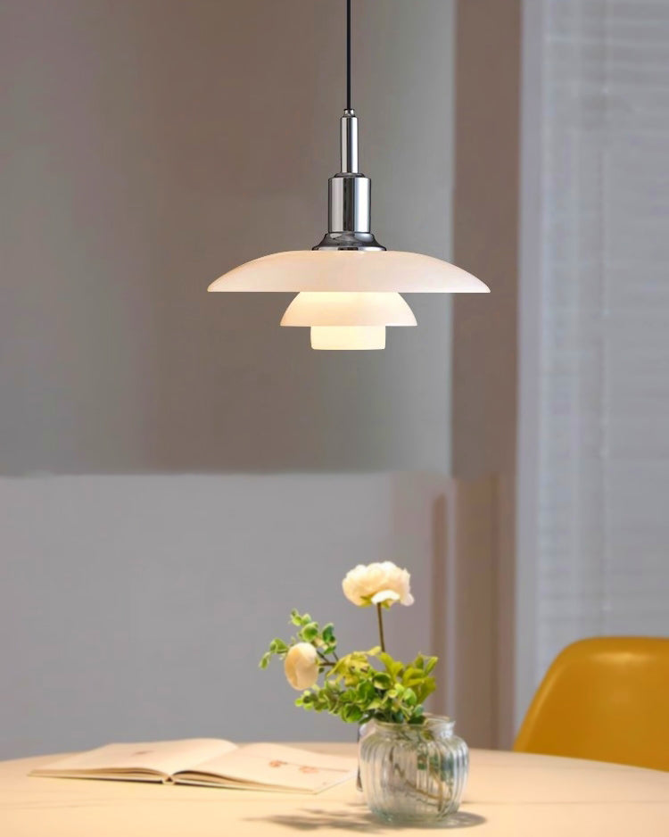 Suspension Danoise en Verre Opalin – Style Scandinave