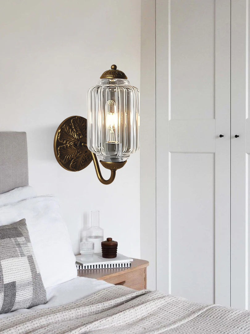 Applique Murale Vintage Verre Opalin Laiton Forgé