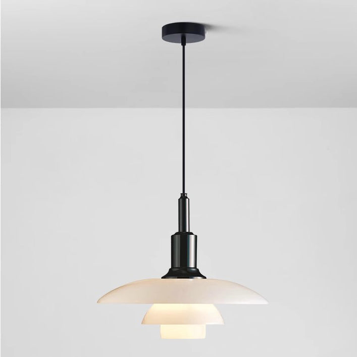 Suspension Danoise en Verre Opalin – Style Scandinave