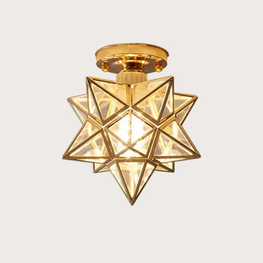 Plafonnier Vintage Étoile Métal et Verre