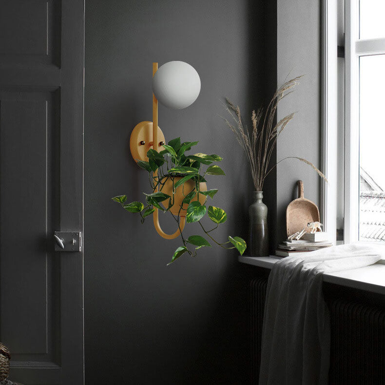 Applique murale décorative Sphere à 1 lumière avec boîte de rangement et pot de plantation