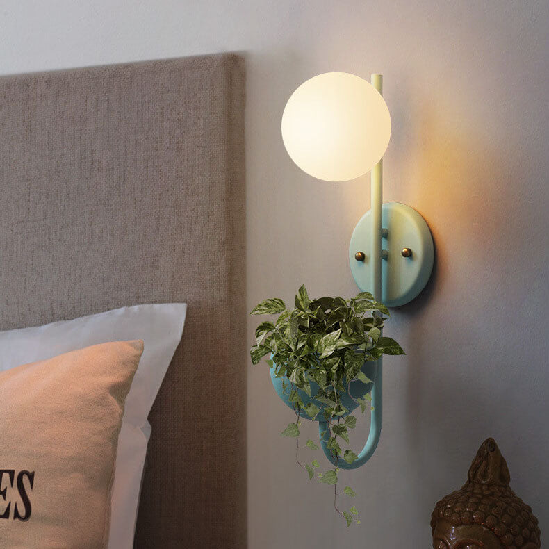 Applique murale décorative Sphere à 1 lumière avec boîte de rangement et pot de plantation