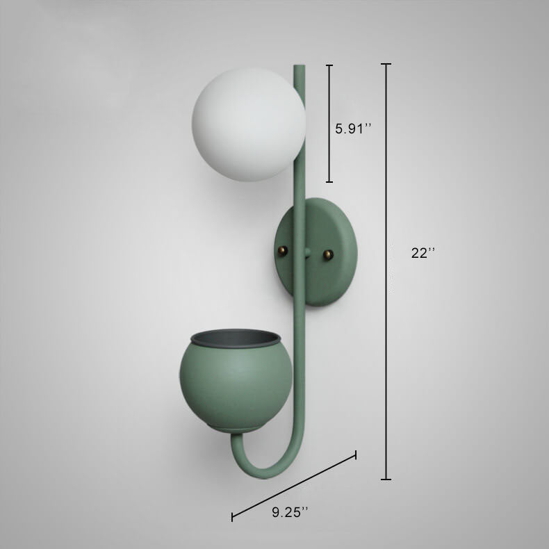 Applique murale décorative Sphere à 1 lumière avec boîte de rangement et pot de plantation