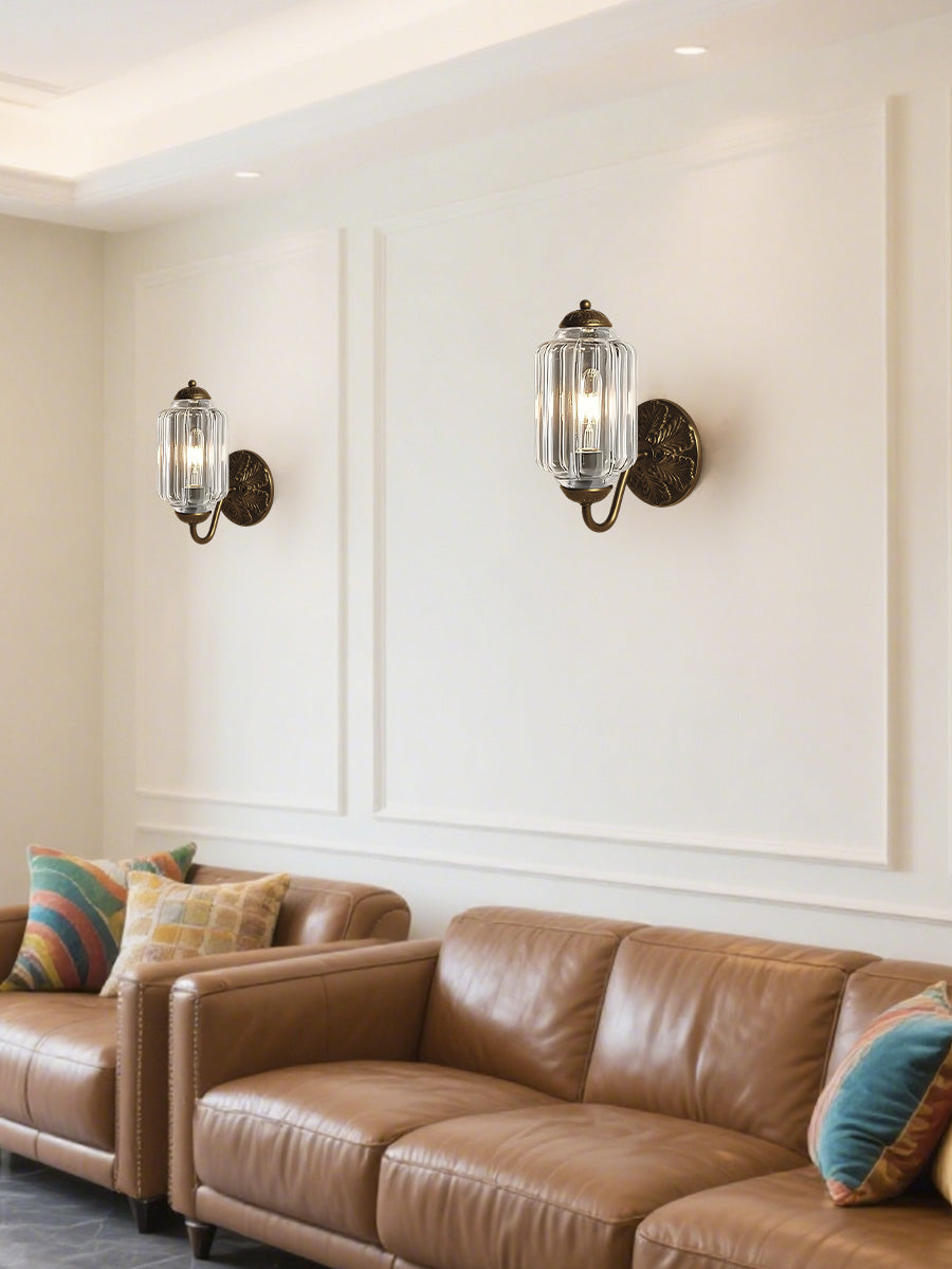 Applique Murale Vintage Verre Opalin Laiton Forgé