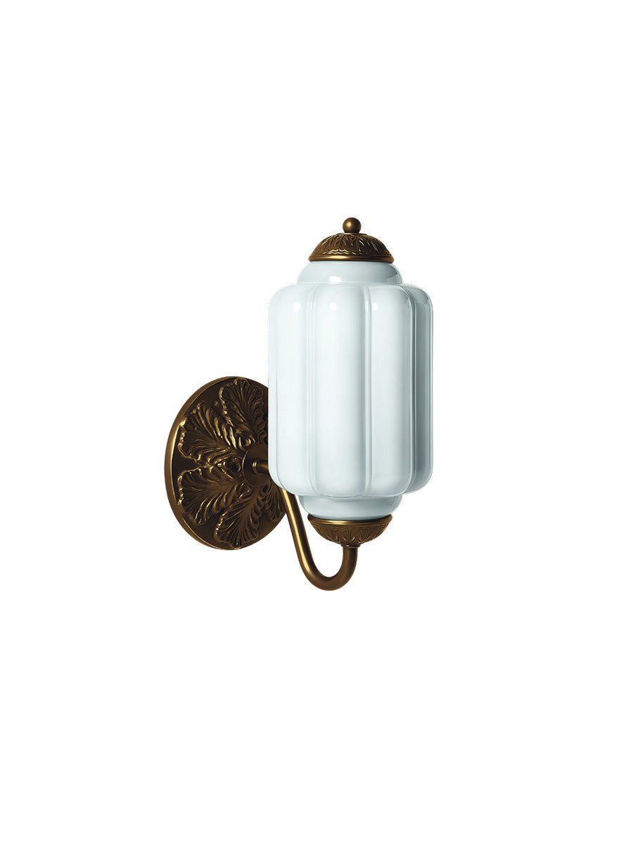Applique Murale Vintage Verre Opalin Laiton Forgé
