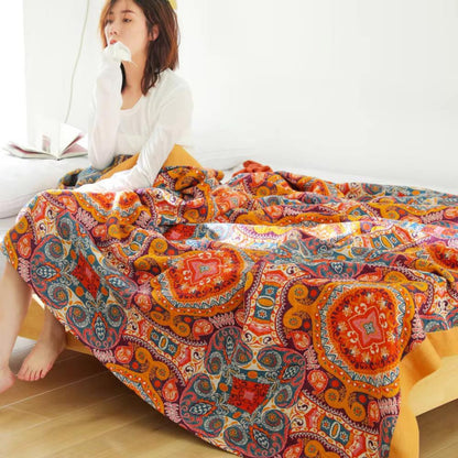 Plaid Réversible Boho, Couverture Fraîche Été