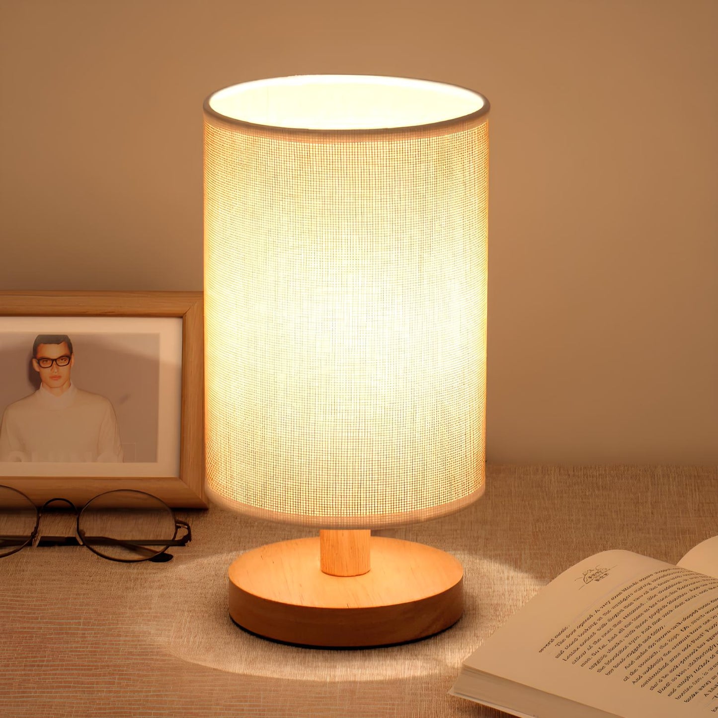 Organic Glow Lamp – Lampe en Bois Naturel & Tissu – Alimentation USB