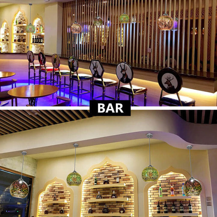 Suspension en Verre 3D Coloré – Effet Feu d’Artifice Moderne