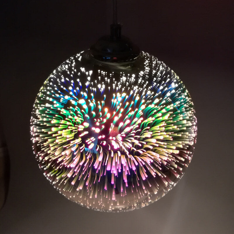 Suspension en Verre 3D Coloré – Effet Feu d’Artifice Moderne