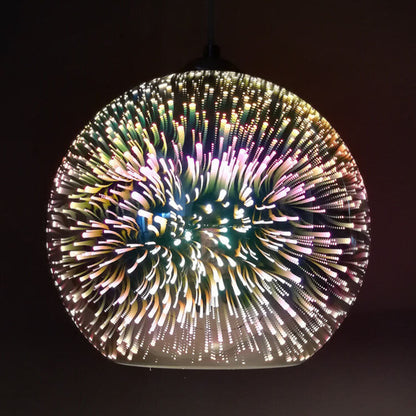 Suspension en Verre 3D Coloré – Effet Feu d’Artifice Moderne