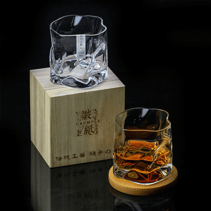 Verre à Whisky Japonais, Verre Taillé Crumple, 280 ml