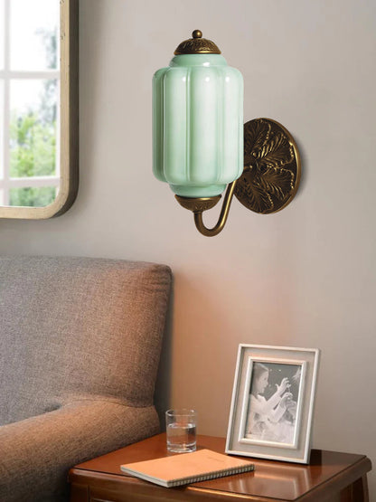 Applique Murale Vintage Verre Opalin Laiton Forgé