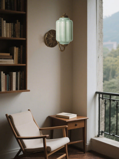 Applique Murale Vintage Verre Opalin Laiton Forgé