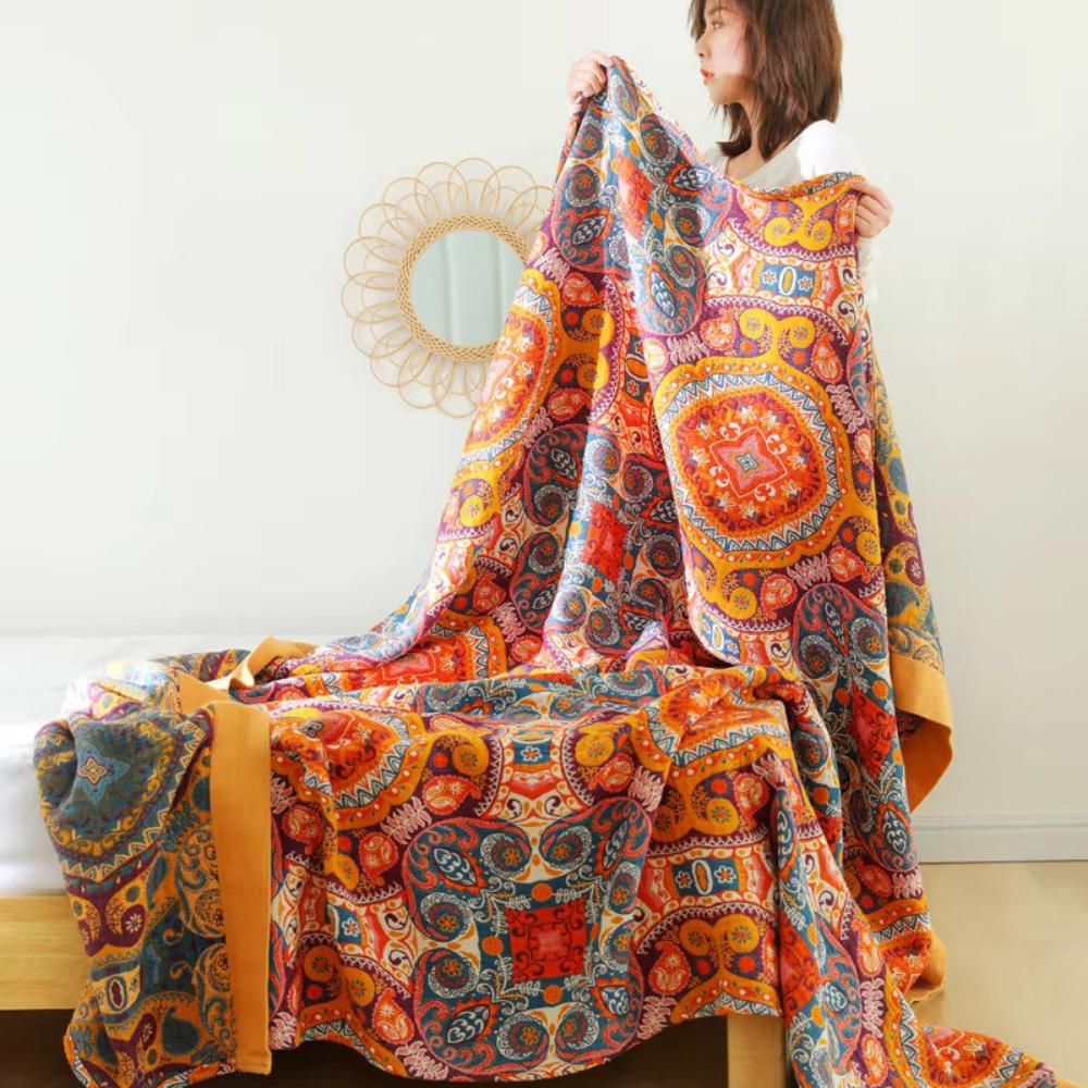 Plaid Réversible Boho, Couverture Fraîche Été