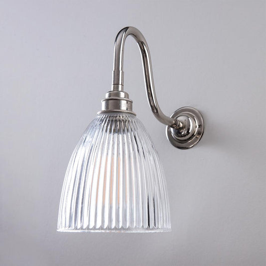 Applique Murale Prisme Verre IP44, Bras Cygne, Salle de Bain