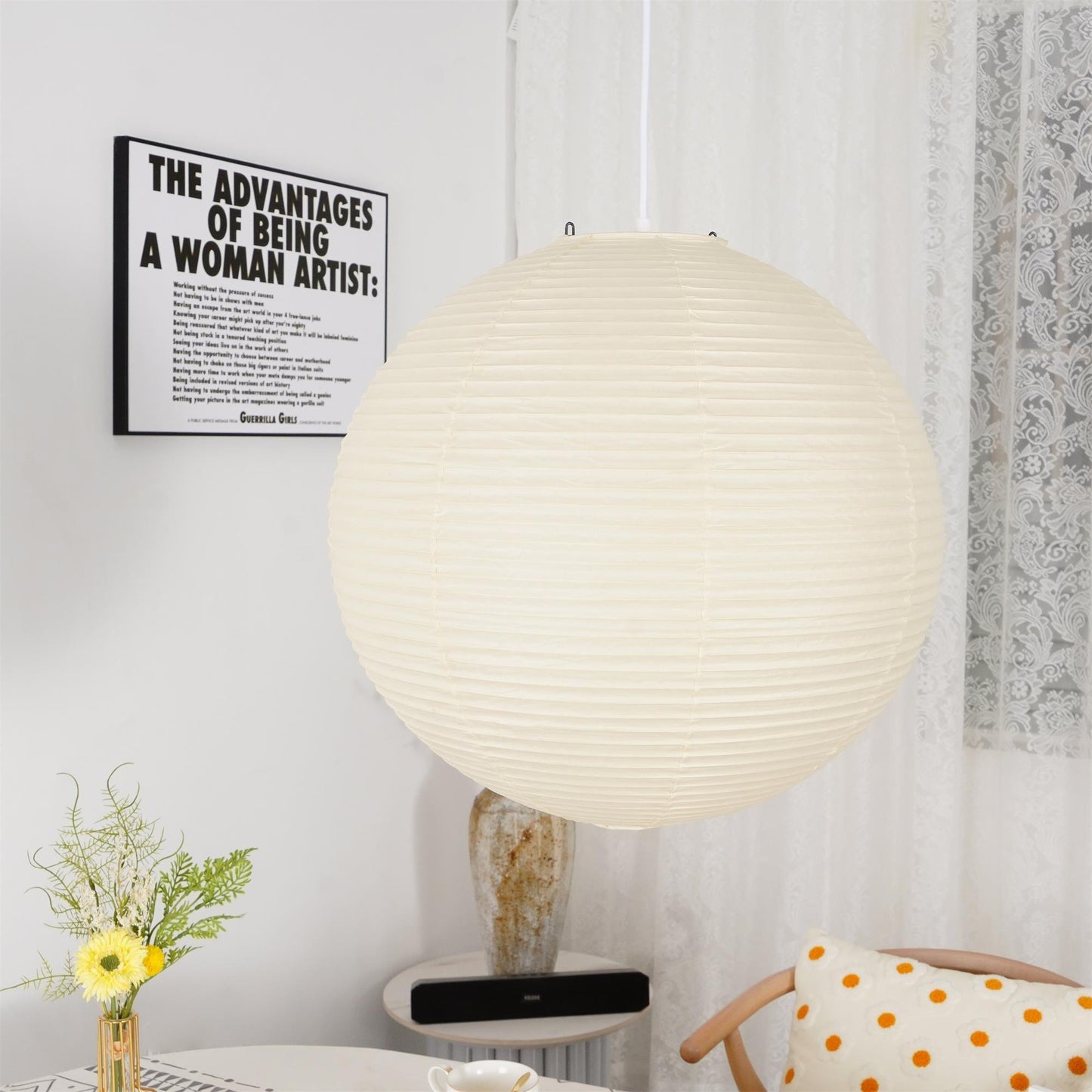Lampe Suspendue Papier Washi, Style Akari, Ø30–80cm