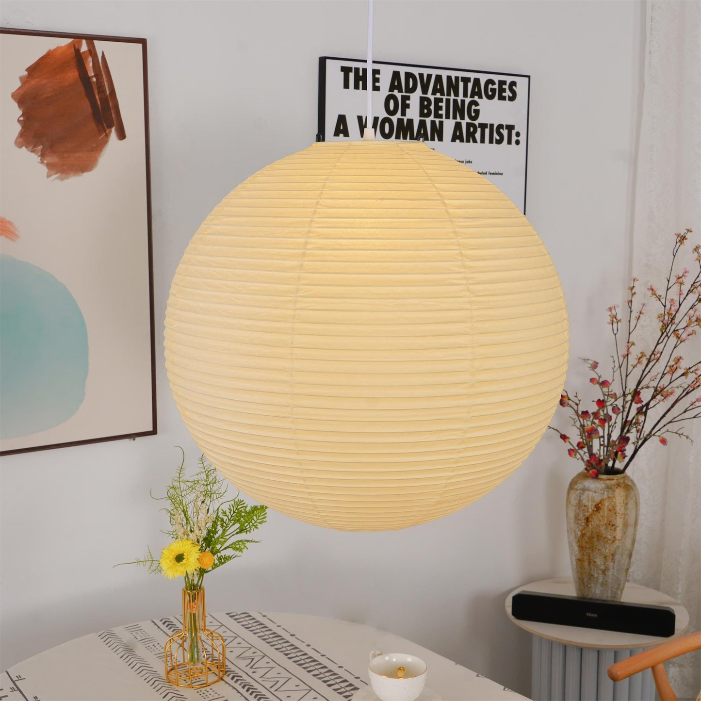 Lampe Suspendue Papier Washi, Style Akari, Ø30–80cm