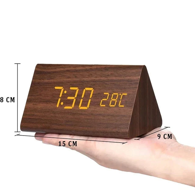 Futura | Réveil Numérique en Bois avec Thermomètre Intégré