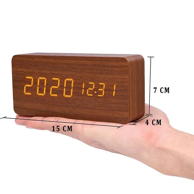 Futura | Réveil Numérique en Bois avec Thermomètre Intégré
