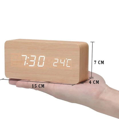 Futura | Réveil Numérique en Bois avec Thermomètre Intégré