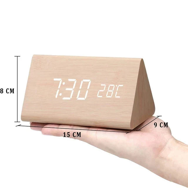 Futura | Réveil Numérique en Bois avec Thermomètre Intégré