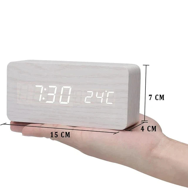 Futura | Réveil Numérique en Bois avec Thermomètre Intégré