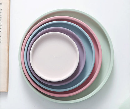 Ensemble de Jardinières Colorées avec Soucoupe en Céramique Émaillée