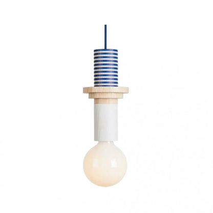 Suspension Bois Géométrique, Design Multicolore, E27