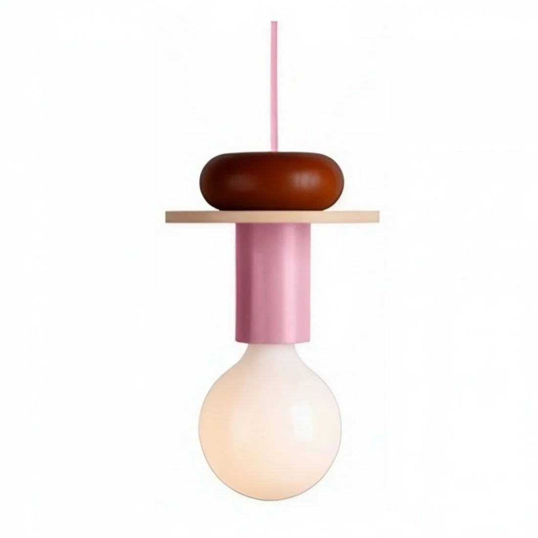 Suspension Bois Géométrique, Design Multicolore, E27