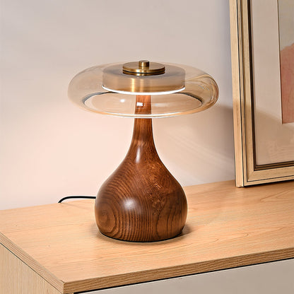 Lampe de Table LED en Verre et Bois – Design Andi