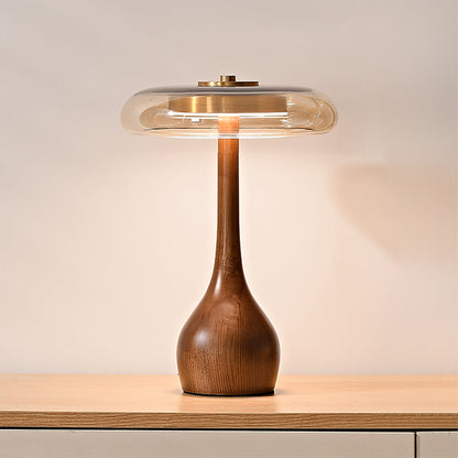 Lampe de Table LED en Verre et Bois – Design Andi