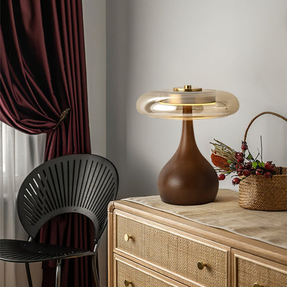 Lampe de Table LED en Verre et Bois – Design Andi