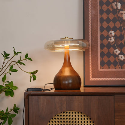 Lampe de Table LED en Verre et Bois – Design Andi