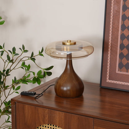 Lampe de Table LED en Verre et Bois – Design Andi
