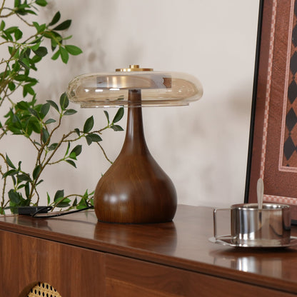 Lampe de Table LED en Verre et Bois – Design Andi