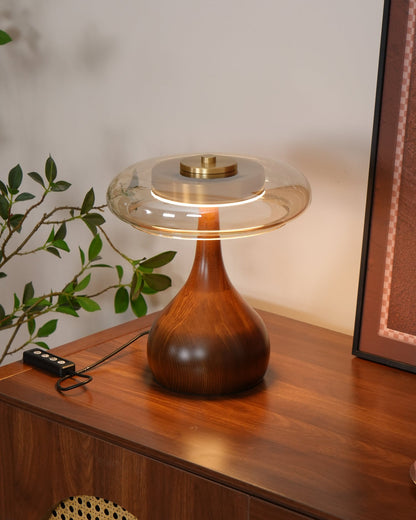 Lampe de Table LED en Verre et Bois – Design Andi